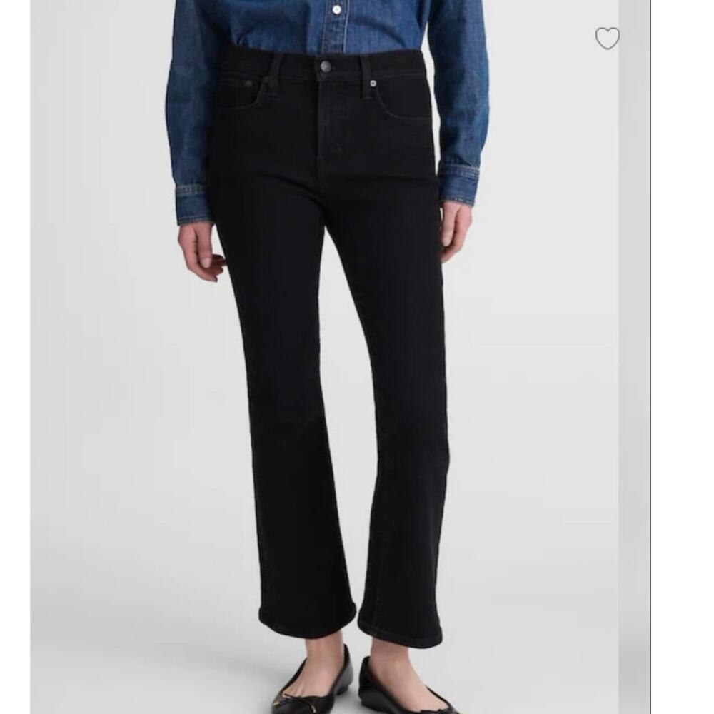 Madewell The Short Flare Crop Jean in Super Stretch Denim Black Frost Size 26S